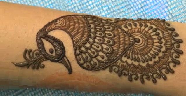 Traditional indian henna tattoo with peacock Vector Image